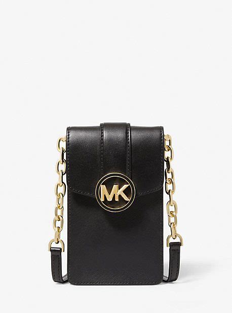 michael kors phone crossbody black silver hardware|Michael Kors carmen phone crossbody.